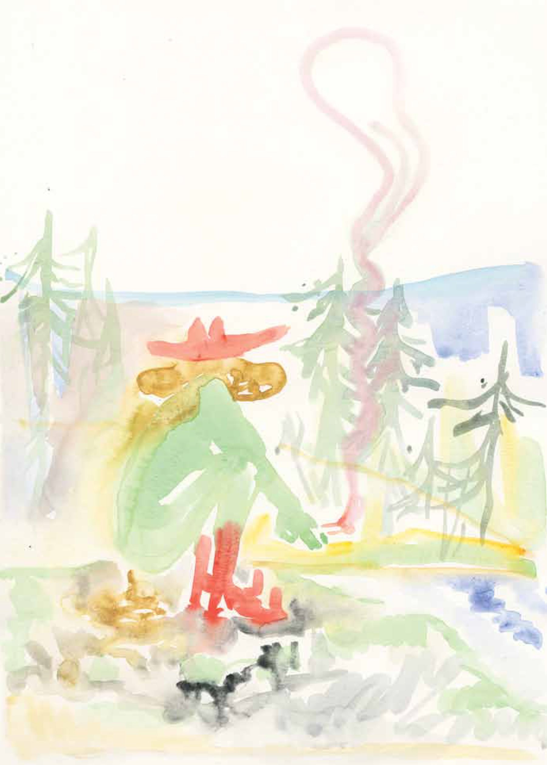 Akvarelltegning av Ane Barstad Solvang fra side 24 i *Sporty Ponni* (2022) utgitt av Colorama Books