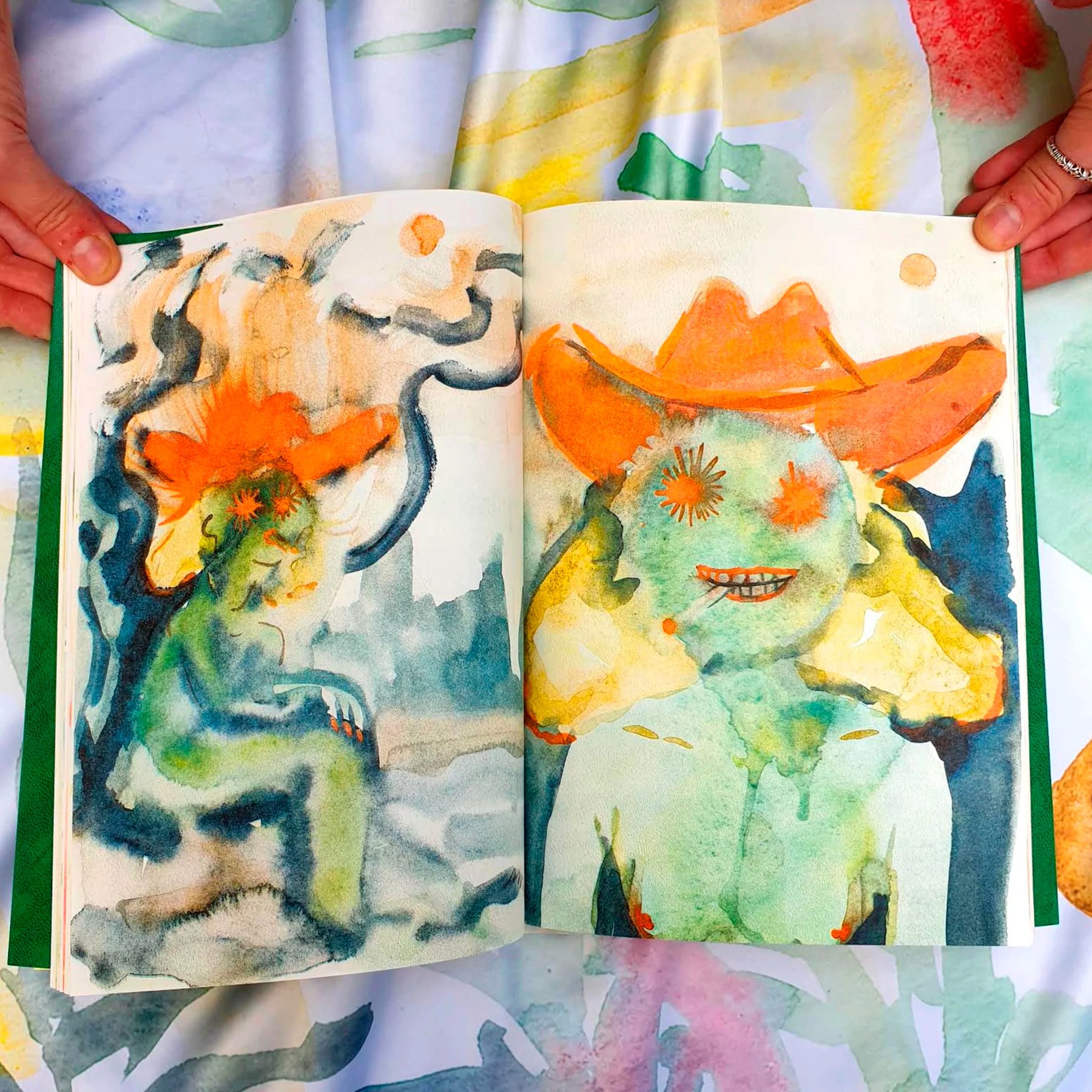 Oppslag fra *Sporty Ponni* (2022). Boken er trykket på Riso som er en digital stensilduplikator. Foto: Colorama Books