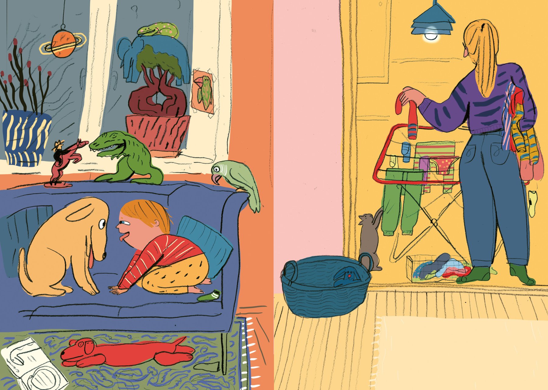 *Dyrene sover* (2021) av Mari Kanstad Johnsen (Illustrajson) og Kjersti Annesdatter Skomsvold (tekst), utgitt av Aschehoug.