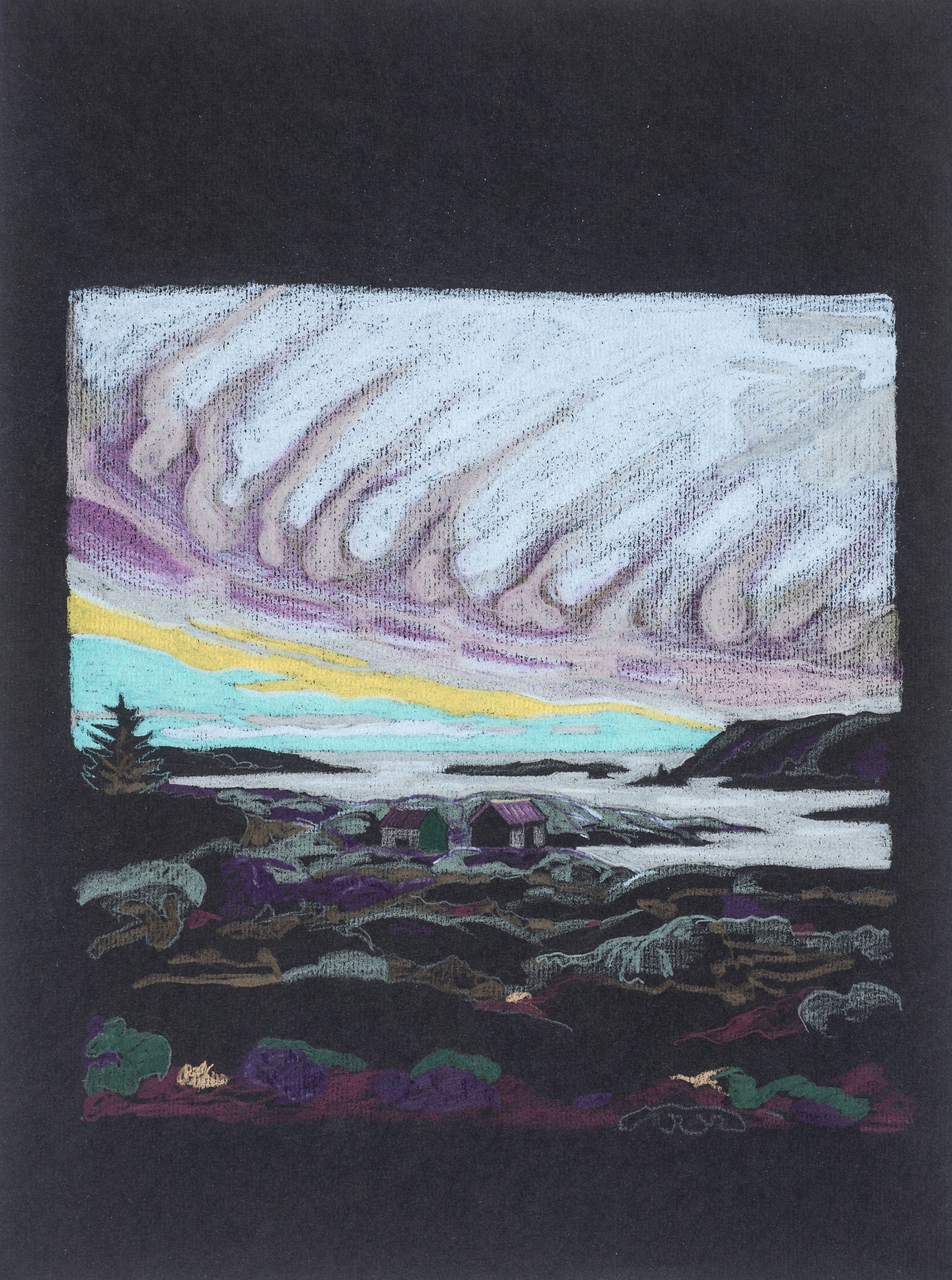 *Lys nattehimmel i vest* av Annette Kierulf, frå *Hus om natta*