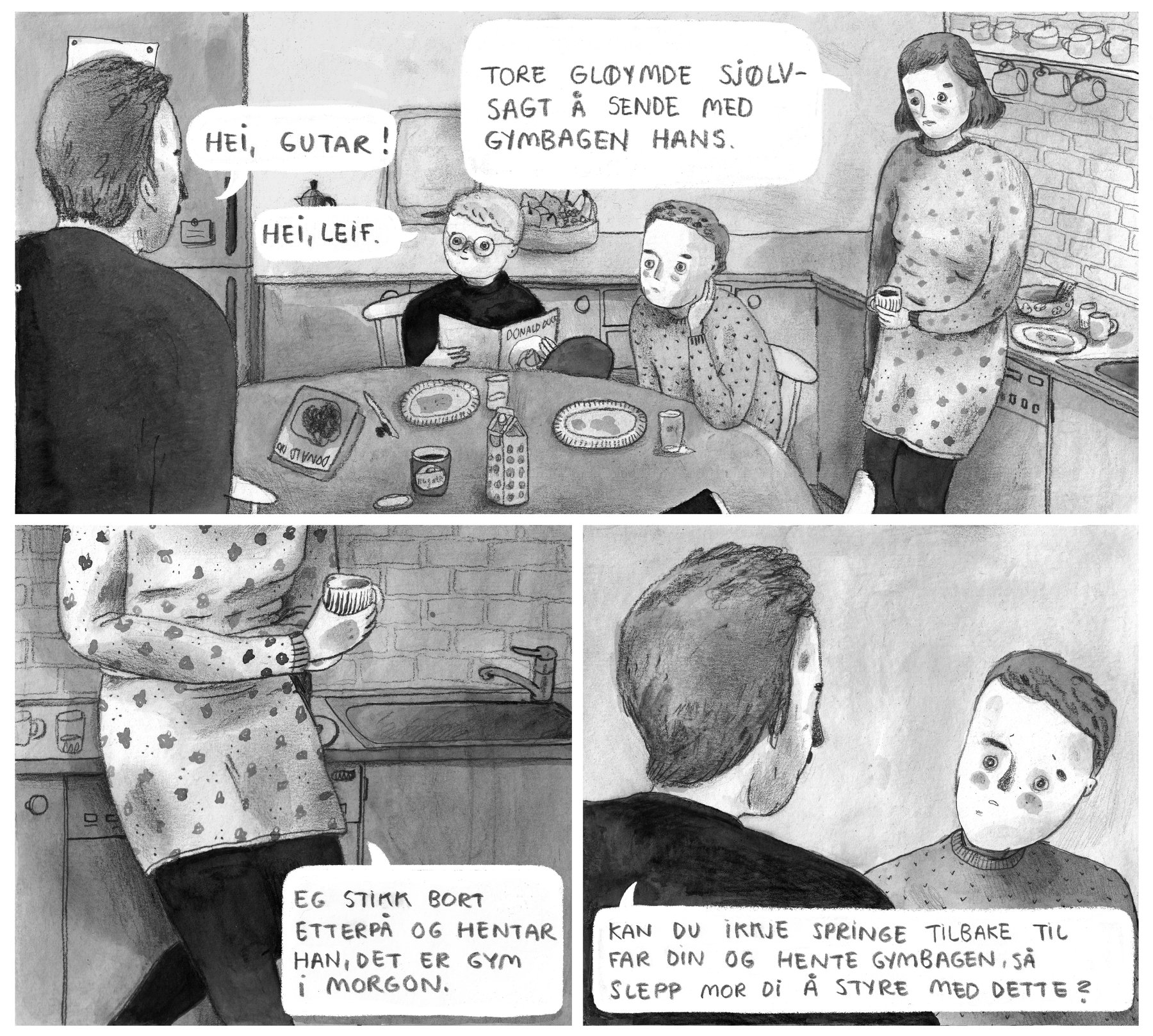 Er gymbagen hos mamma eller pappa? – Et gjenkjennelig tema for mange barn som lever med delt omsorg.