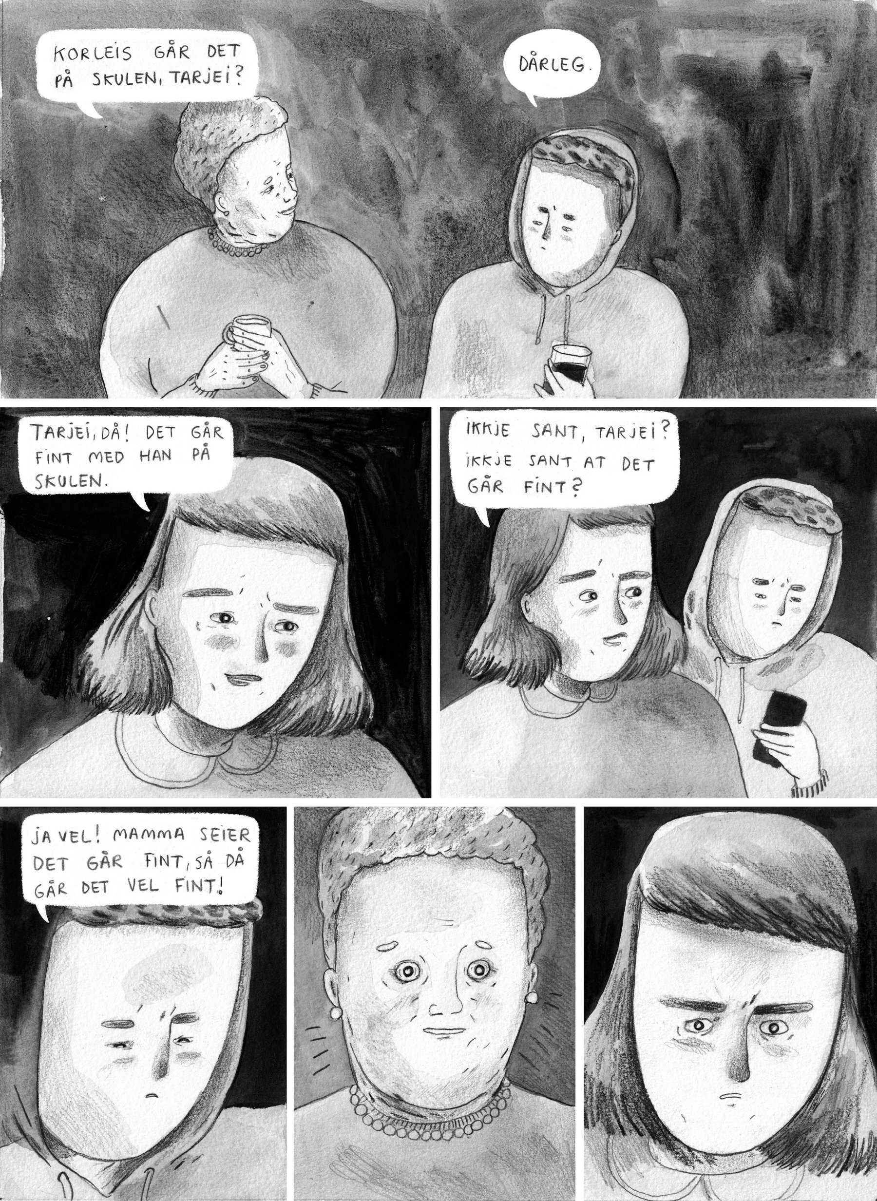 Det zoomes inn på øyne, ansiktsuttrykk og detaljer når situasjonen tilspisser seg.