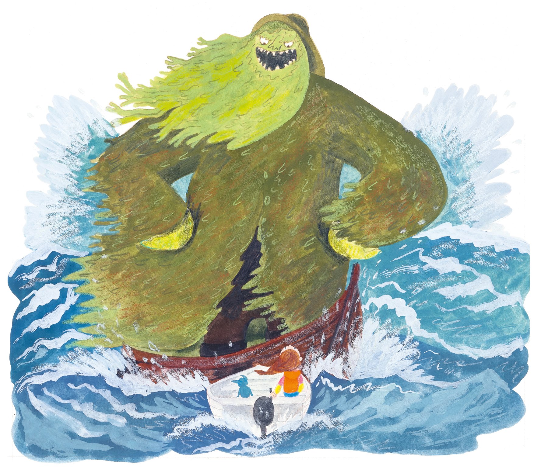 Utsnitt fra *Aria og monstertåka*(2023) av Maria Lillebo. Publisert av Cappelen Damm.