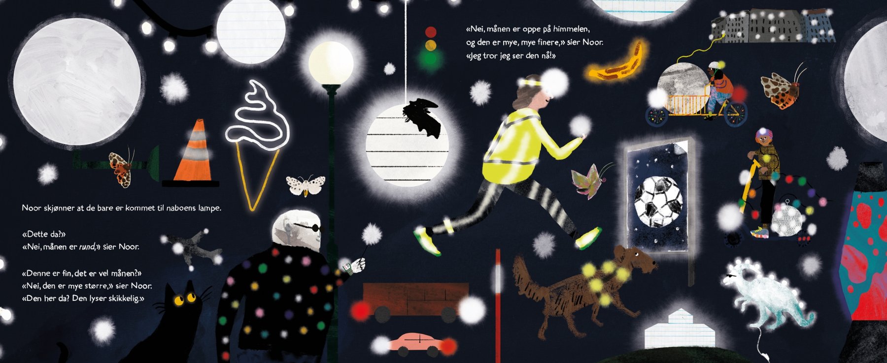 Side 40–41 frå *Nattsermerne* av Sunniva Sunde Krogseth, utgitt av Gyldendal.