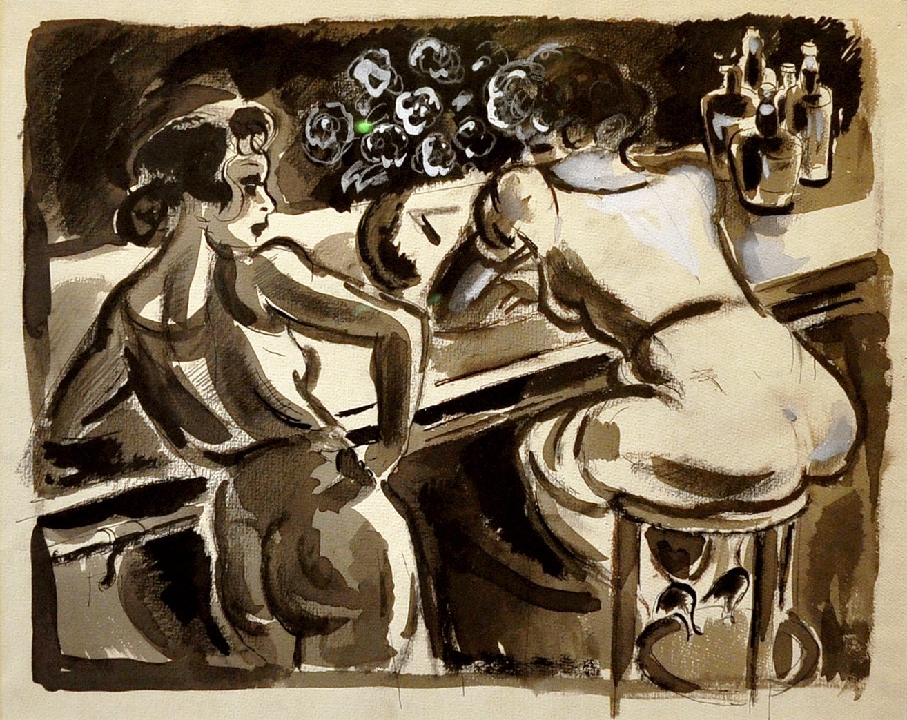 *Bargjester* (tusjtegning, 42 x 37 cm) av William Lunden, fra 1920-tallet. Foto: Egon Låstad