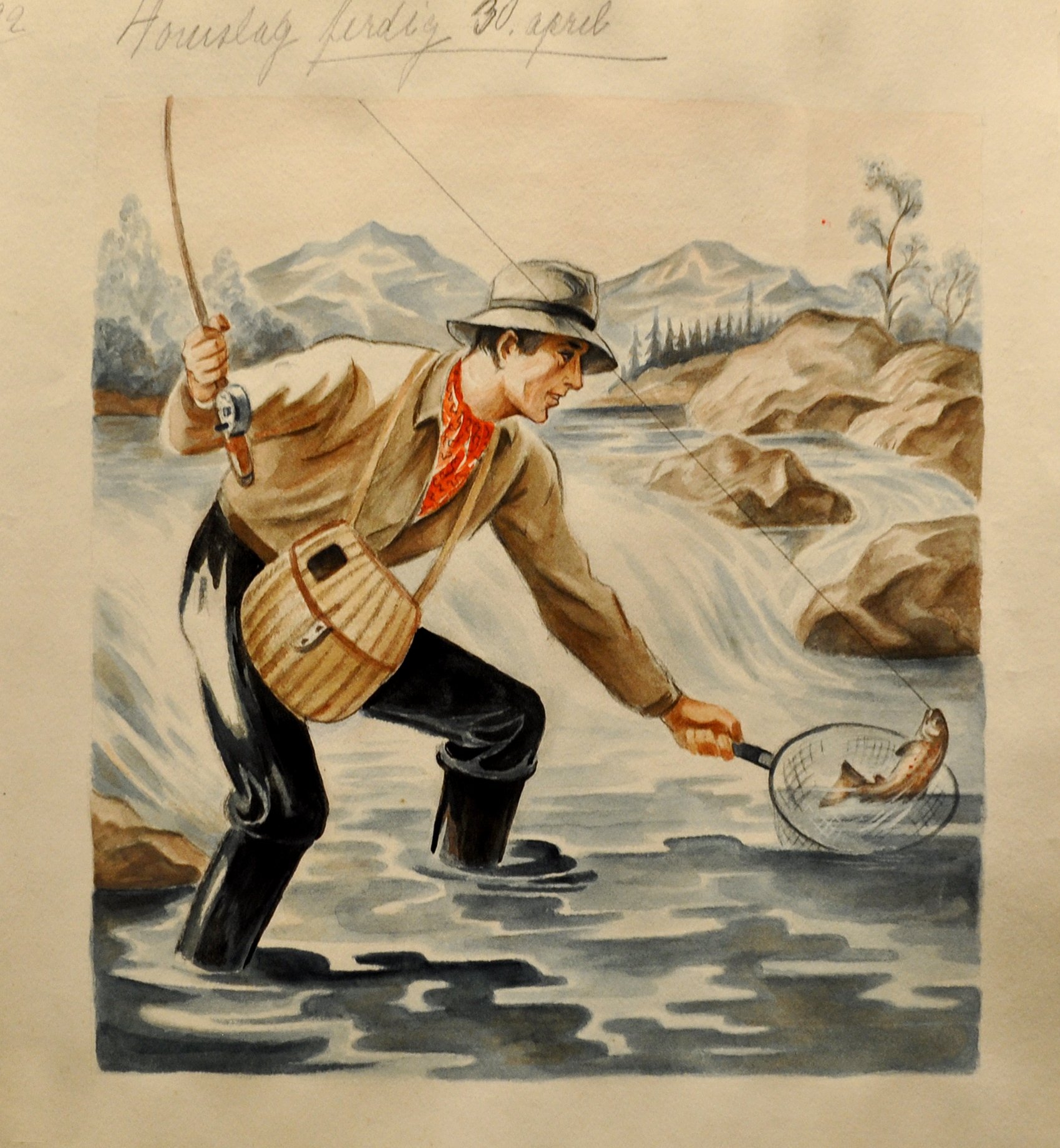 Redaksjonell illustrasjon (original) av William Lunden. Utført i gouache. Foto: Egon Låstad.